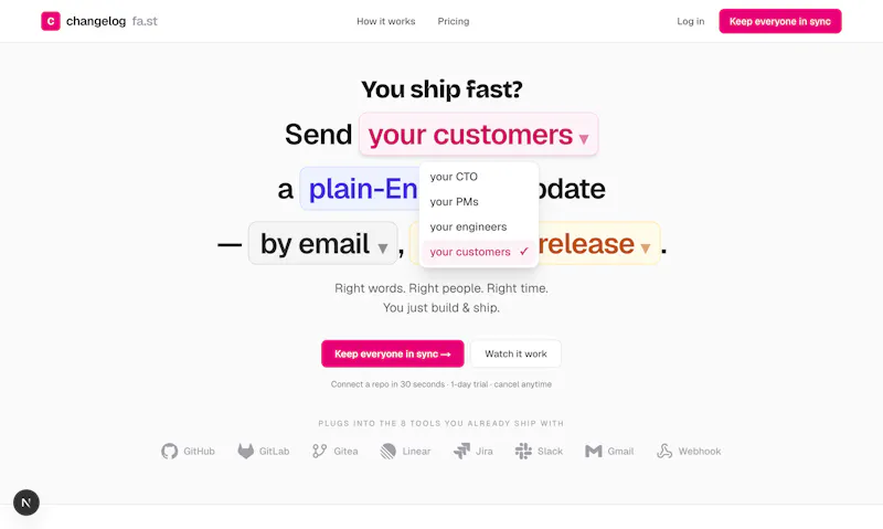 Changelog Fast screenshot 1