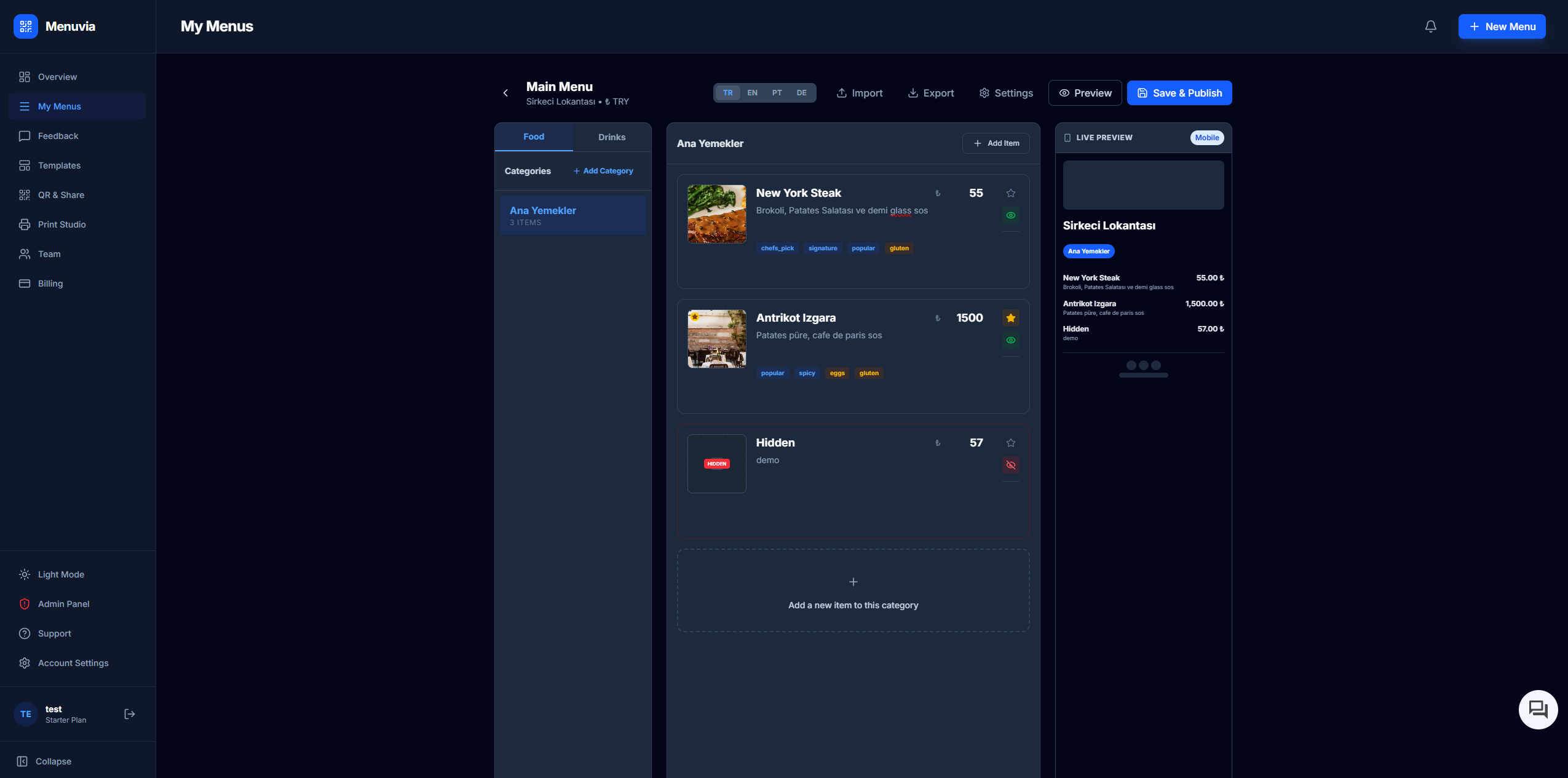 Menuvia - Screenshot 4 showing product features and functionality