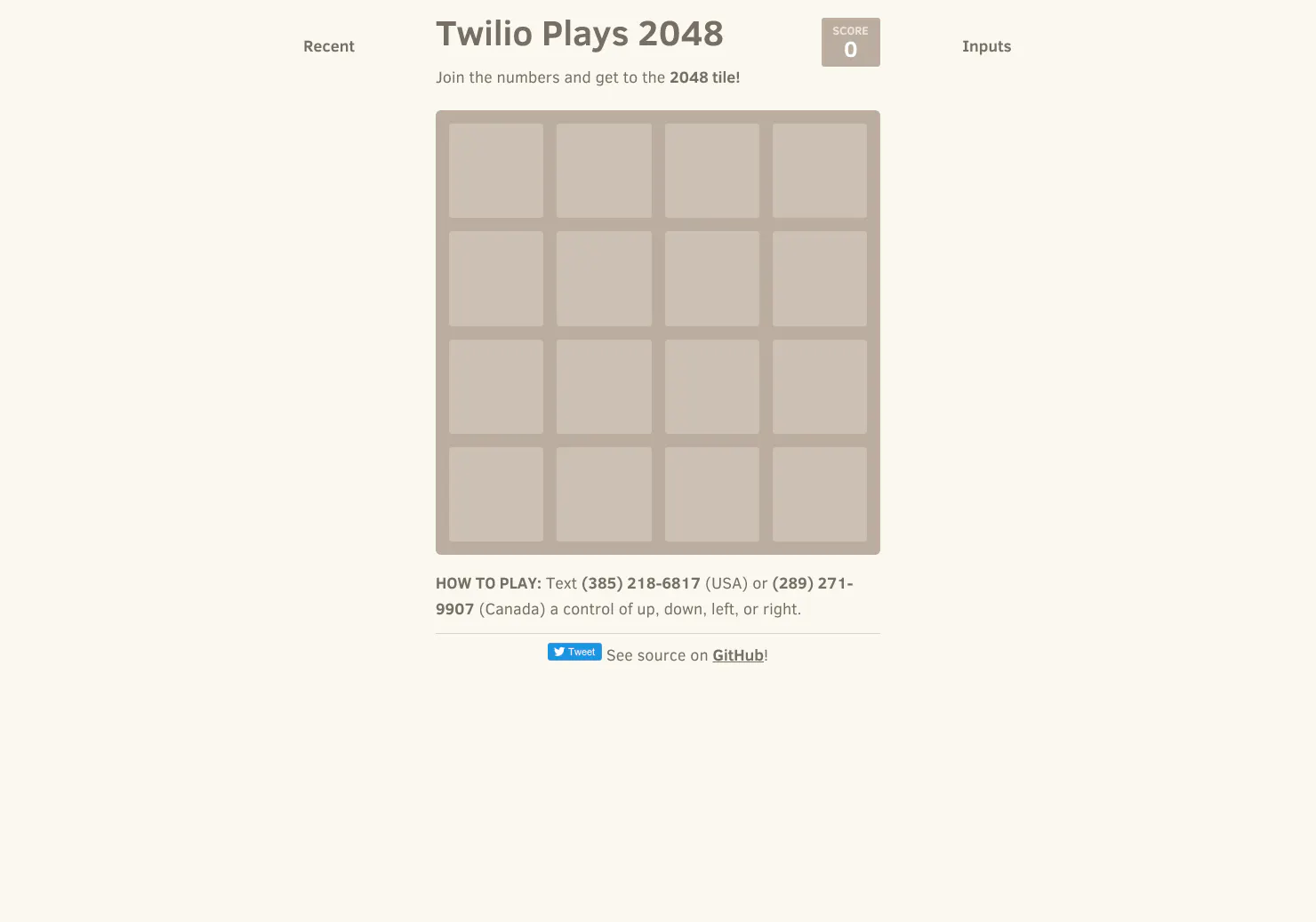 Twilio Plays 2048