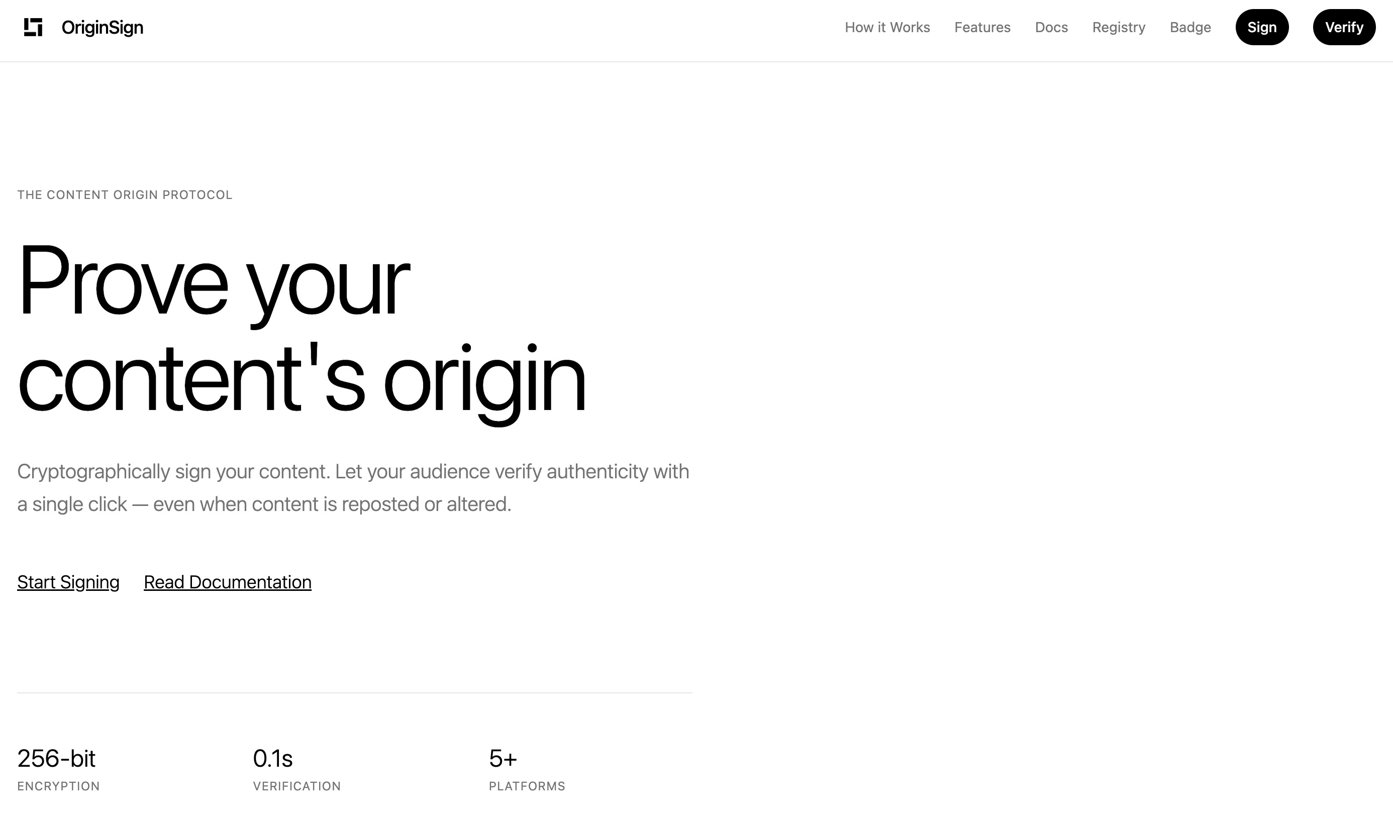 OriginSign - Main product screenshot demonstrating key features and user interface