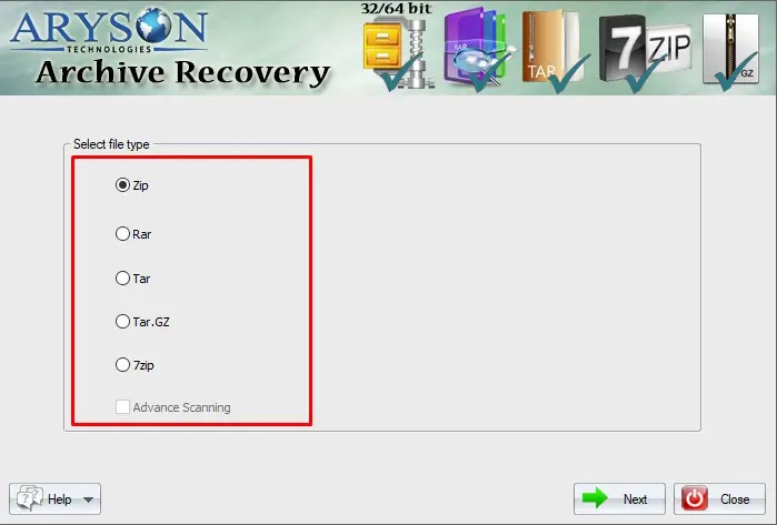 Aryson Archive Recovery - ZIPアーカイブ、RARアーカイブなどを回復するための最良のソフトウェアメディア2
