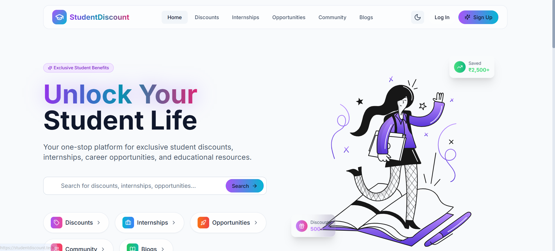 StudentDiscount - Product Hunt launch logo and brand identity