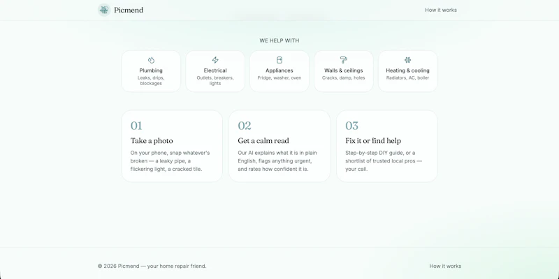 Picmend — Snap a photo, fix what broke screenshot 2