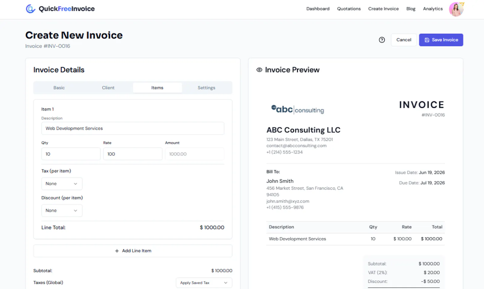 Quick Free Invoice screenshot 3