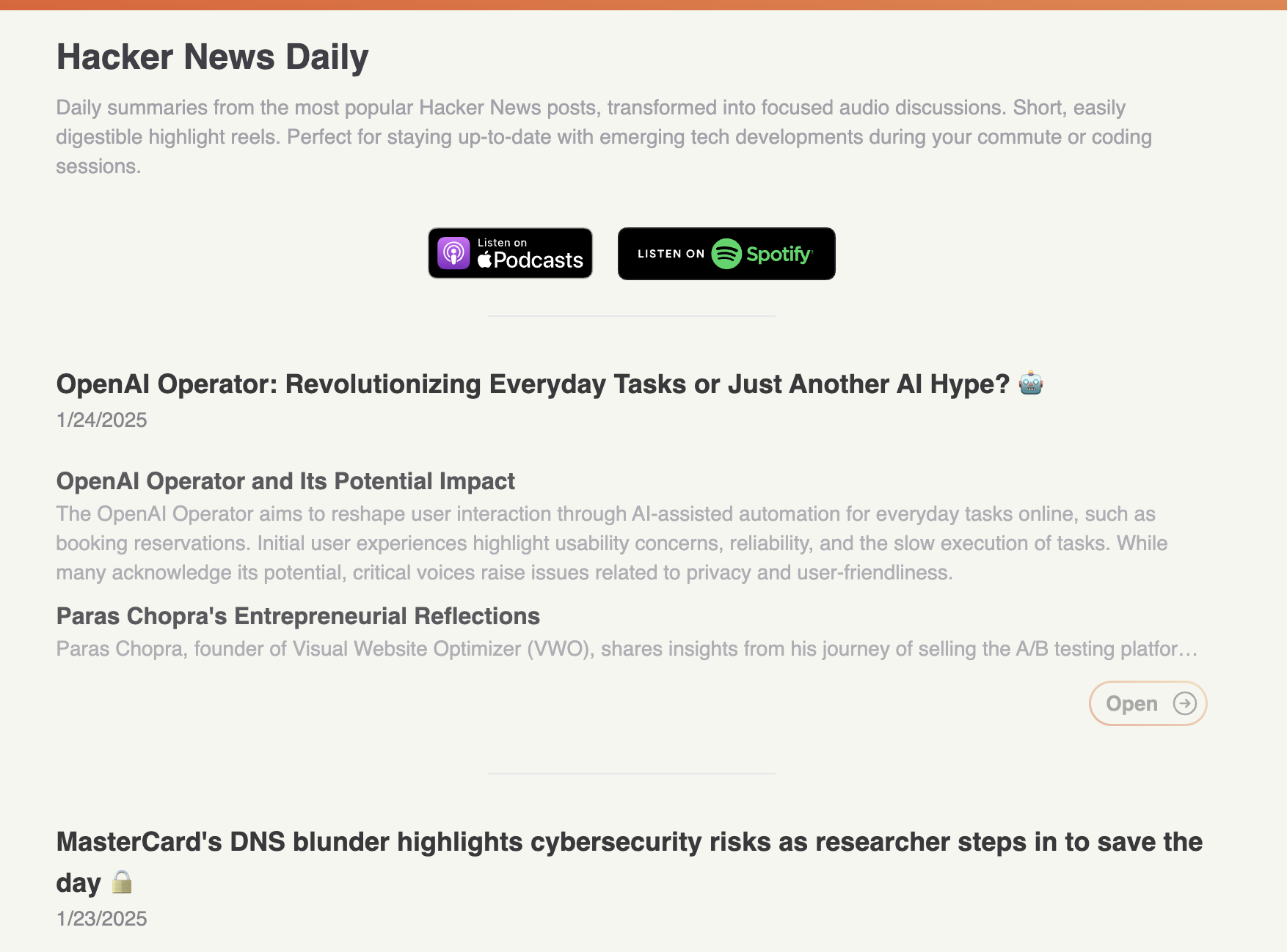 HN-dagelijkse - Dagelijkse podcast met van de meest populaire Hackernews -berichten media 1