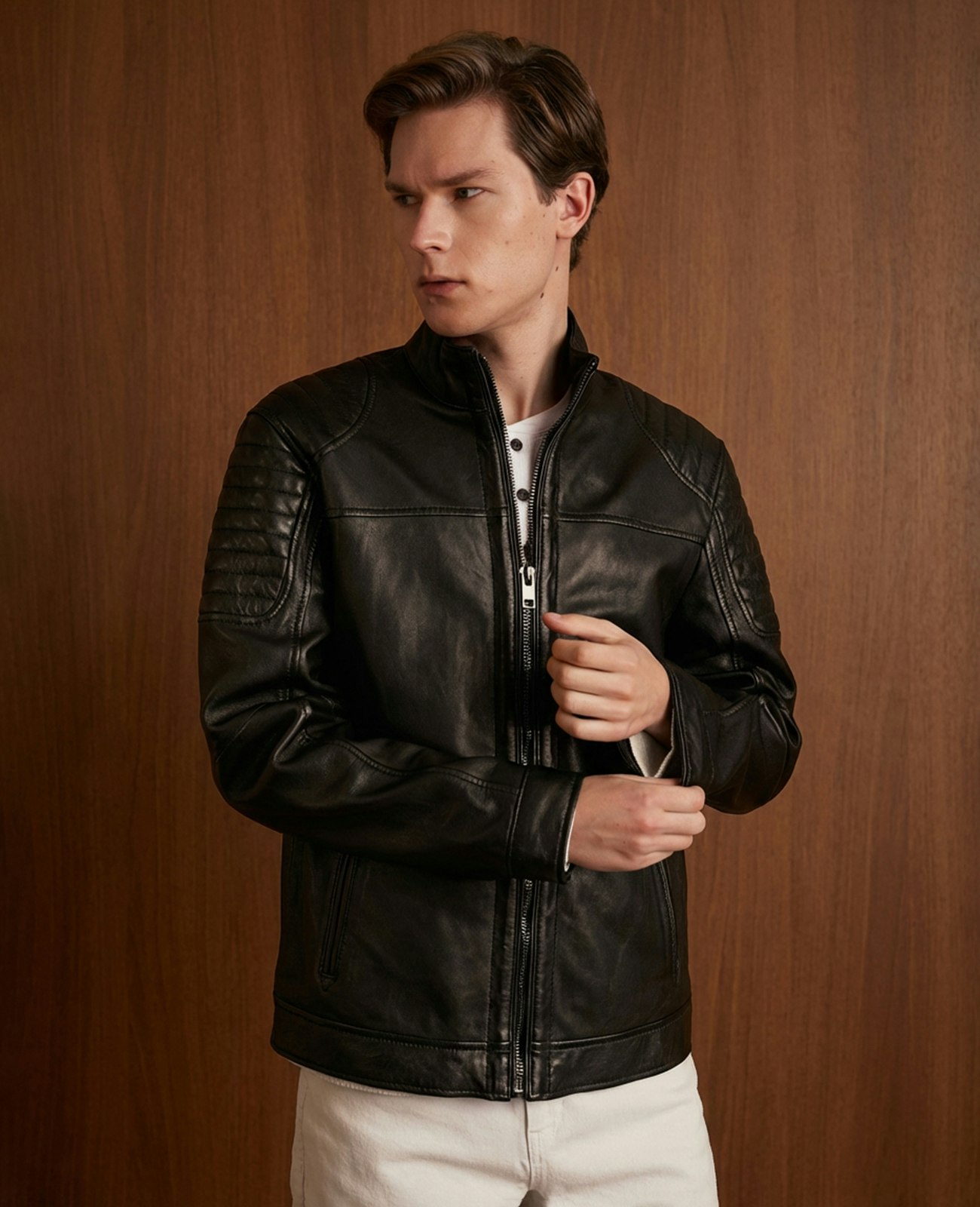 Mens Black Premium Leather Jacket gallery image