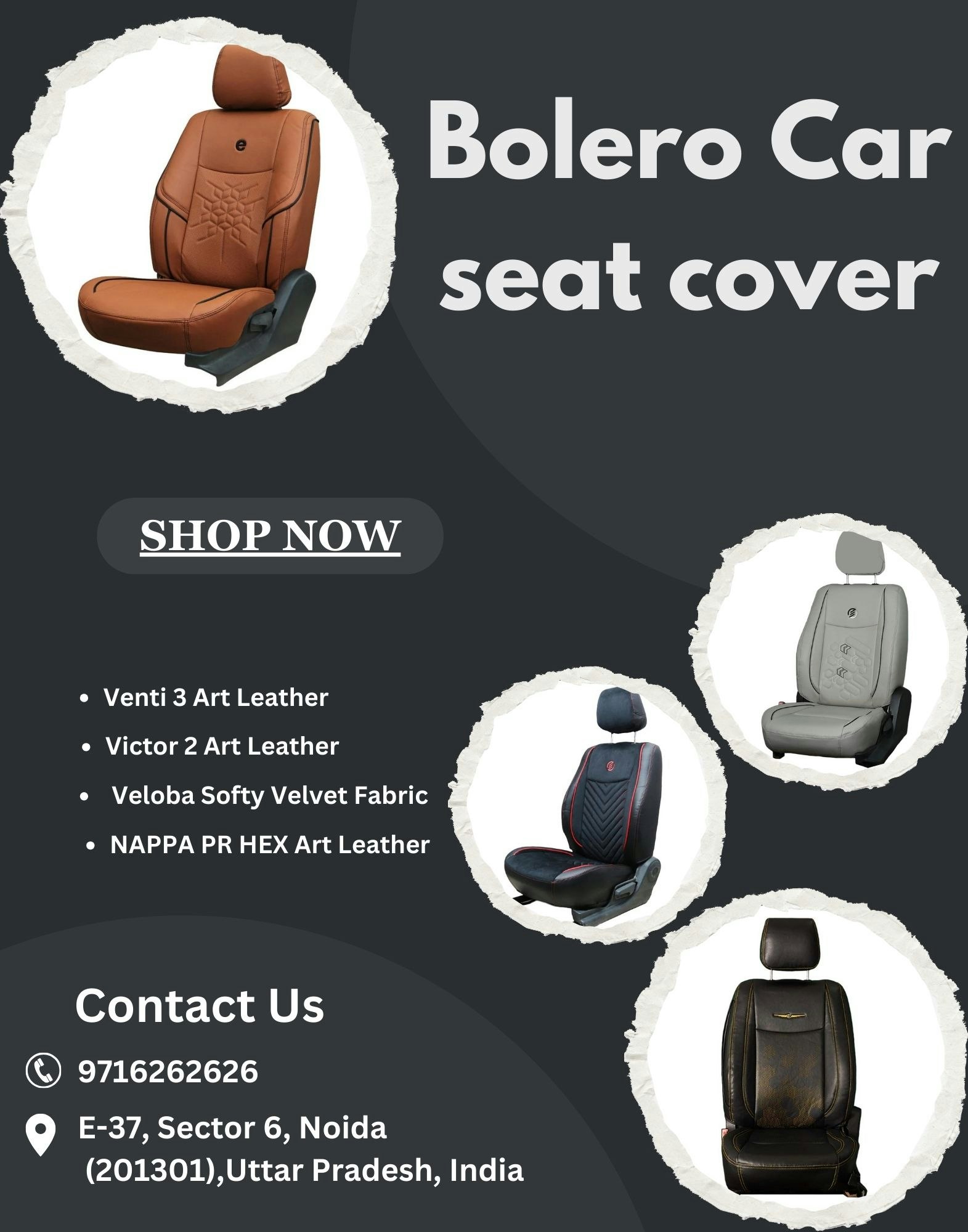 Cubierta del asiento del automóvil bolero