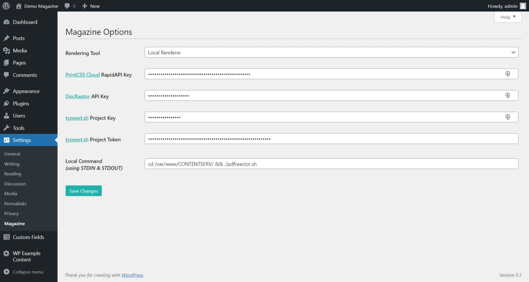 Magazine a WordPress Plugin for PrintCSS gallery image