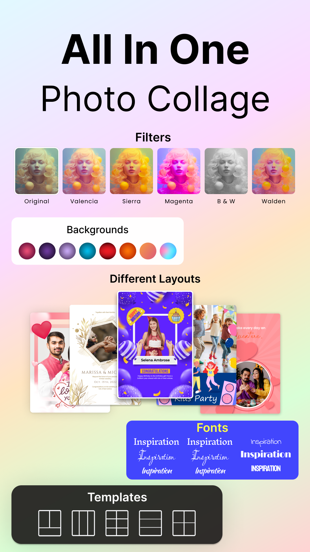 Pic Collage Maker - Pic collage maker met filter, lay -out, raster en collageframe media 1