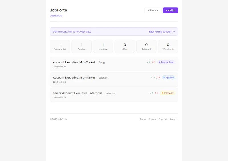 AI resume fit + tracking, free to start screenshot 3
