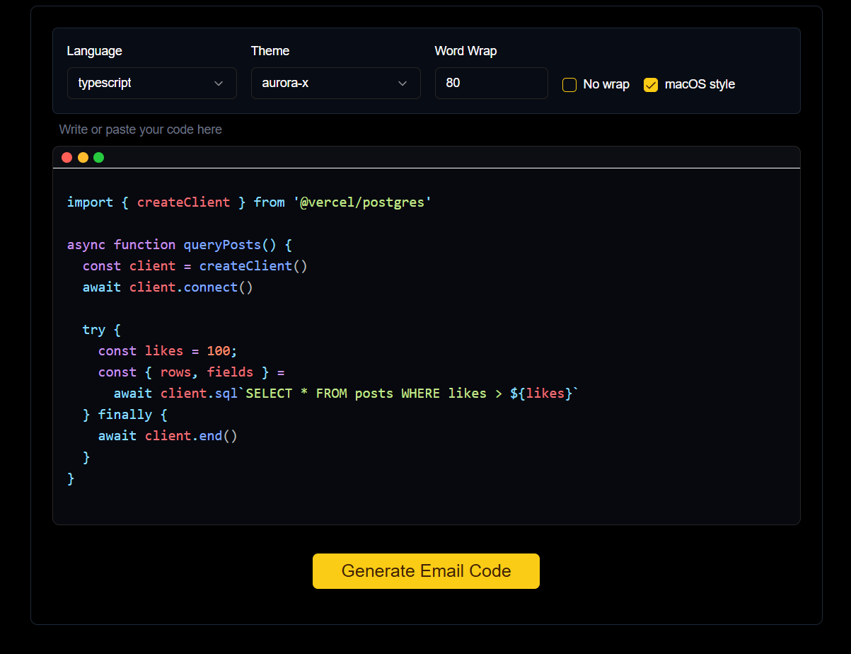 Media Codemail.io - Hantar e -mel dengan coretan kod yang sempurna 4