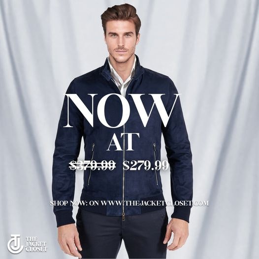 Veste en cuir en daim bleu de minuit