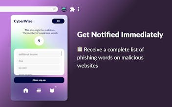 CyberWise мгновенно блокирует подозрительные всплывающие окна, обеспечивая безопасное просмотр веб-страниц.