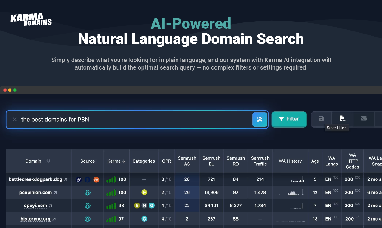 Karma.Domains: AI Search 7M+ Domains gallery image