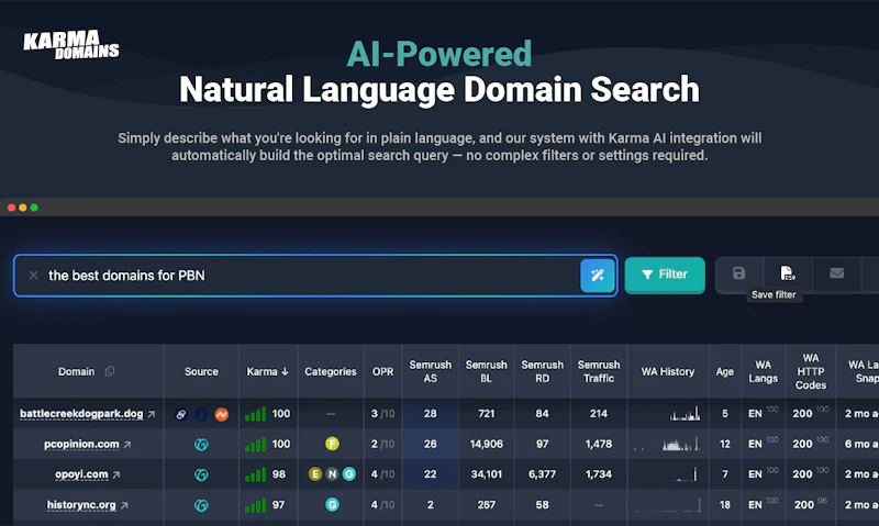 Karma.Domains: AI Search 7M+ Domains screenshot 4