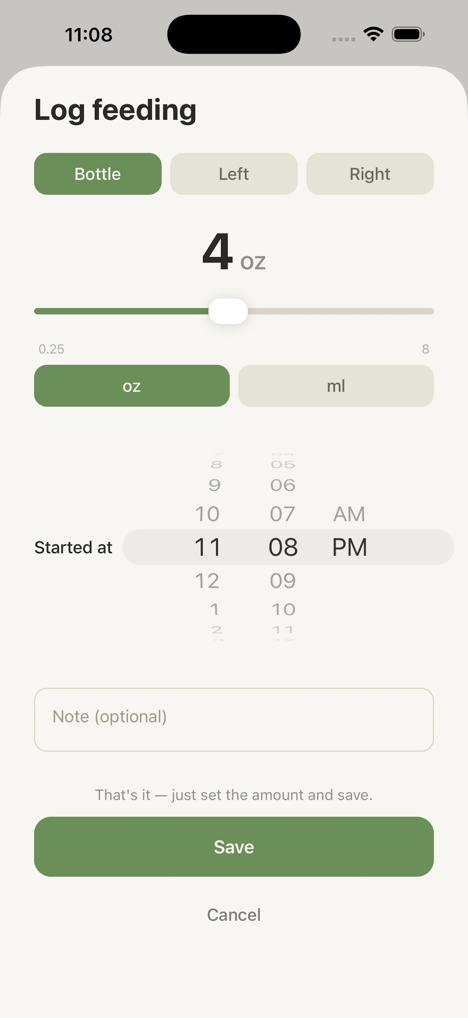 Bottle Factory — Feeding tracker for iOS screenshot 1
