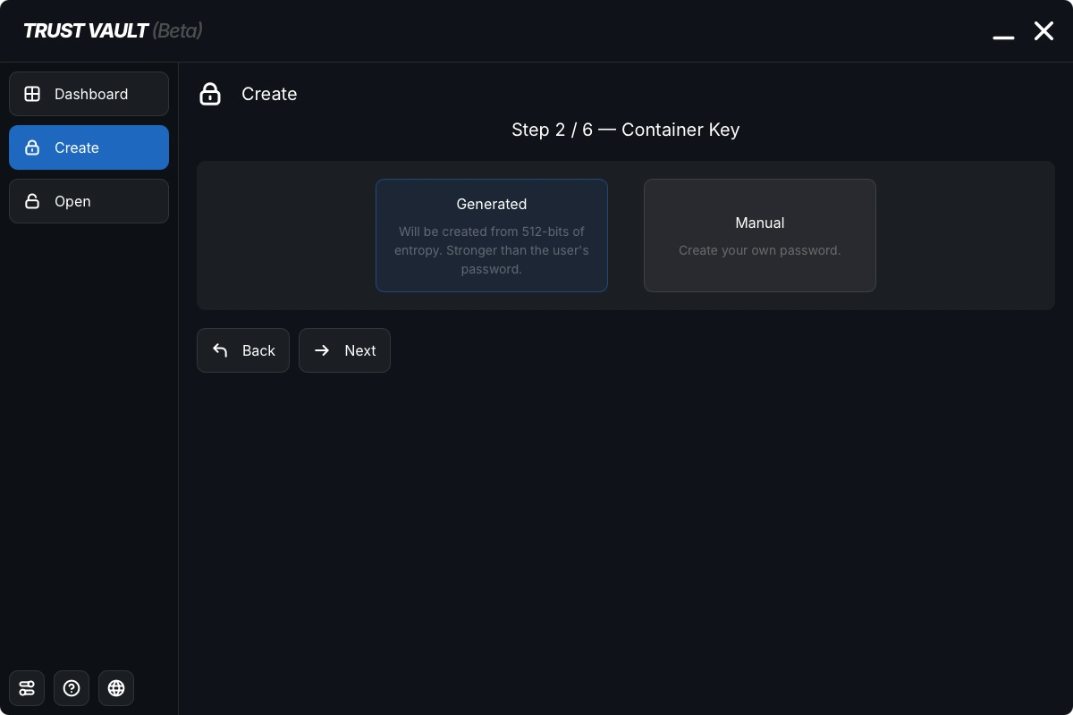 Mídia 1 de Trust Vault - armazenamento de dados seguro - Criptografar e descriptografar arquivos em contêineres seguros