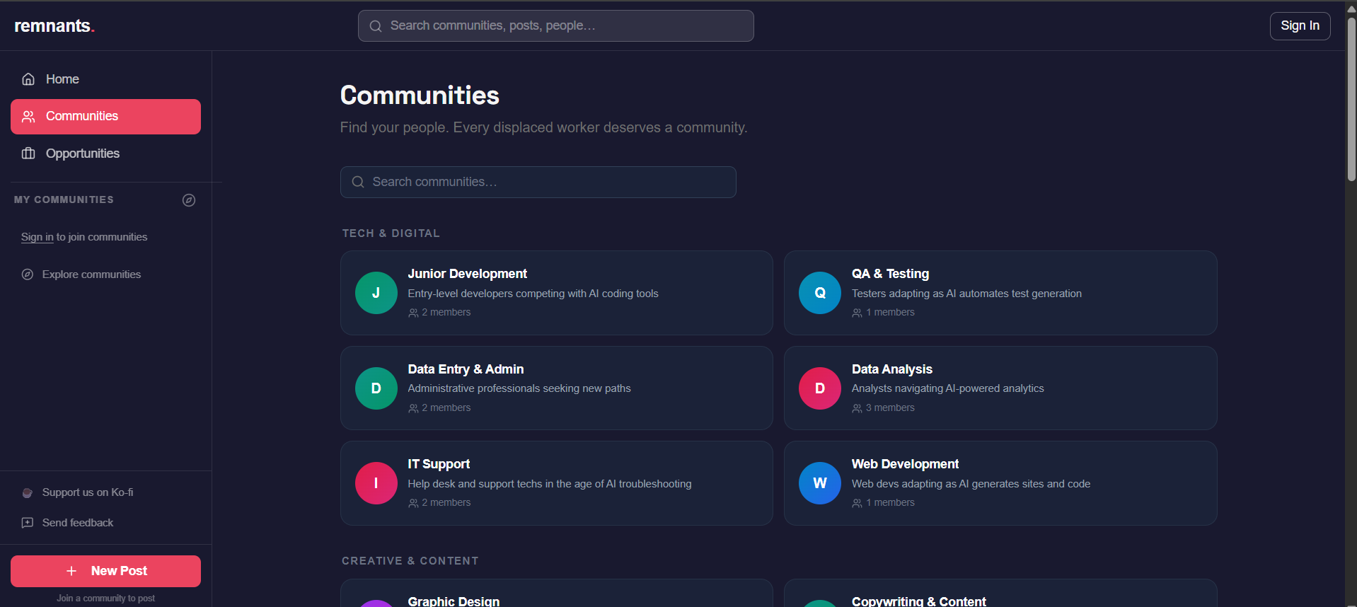 remnants.social - Screenshot 2 showing product features and functionality