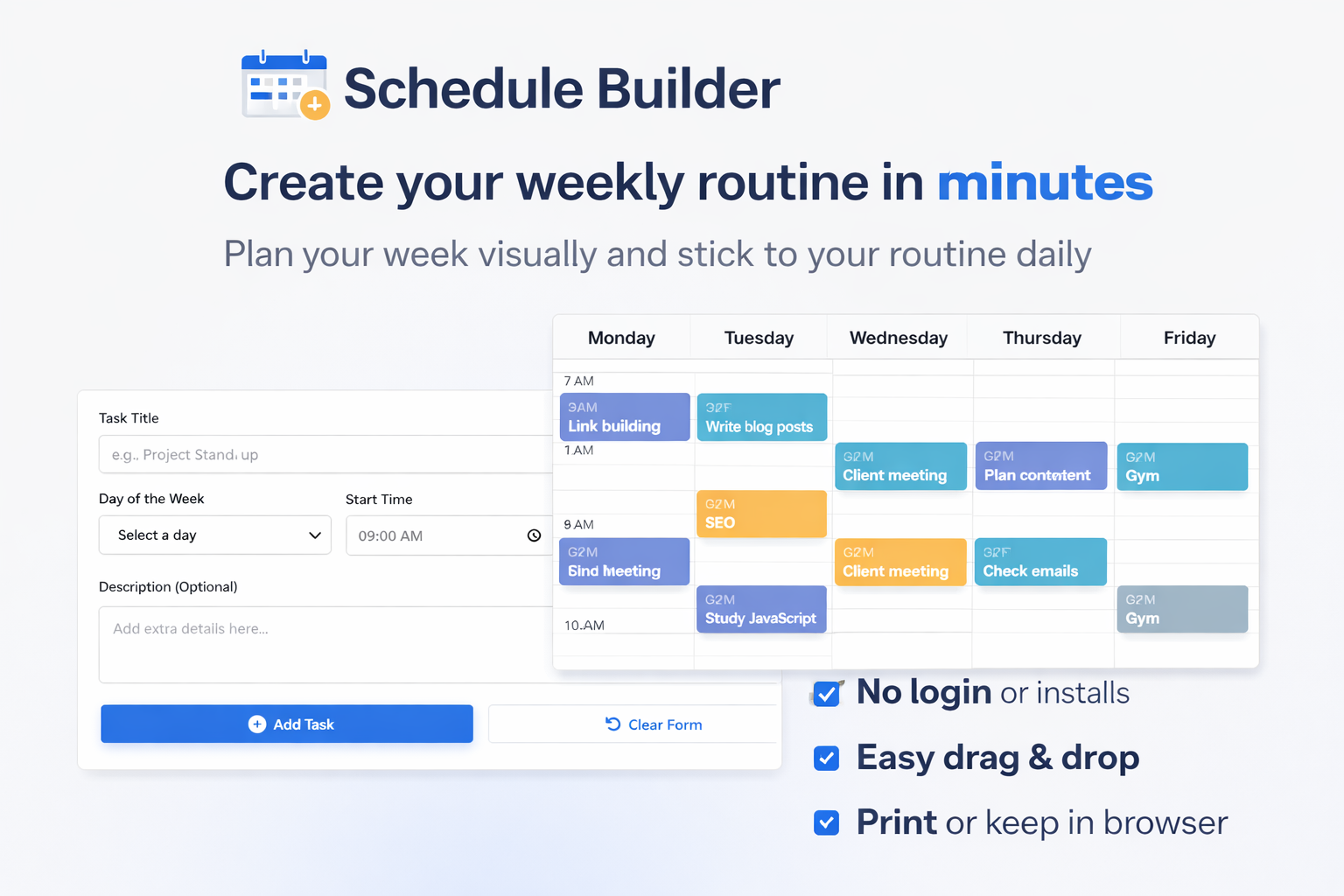 Schedule Builder  - Main product screenshot demonstrating key features and user interface
