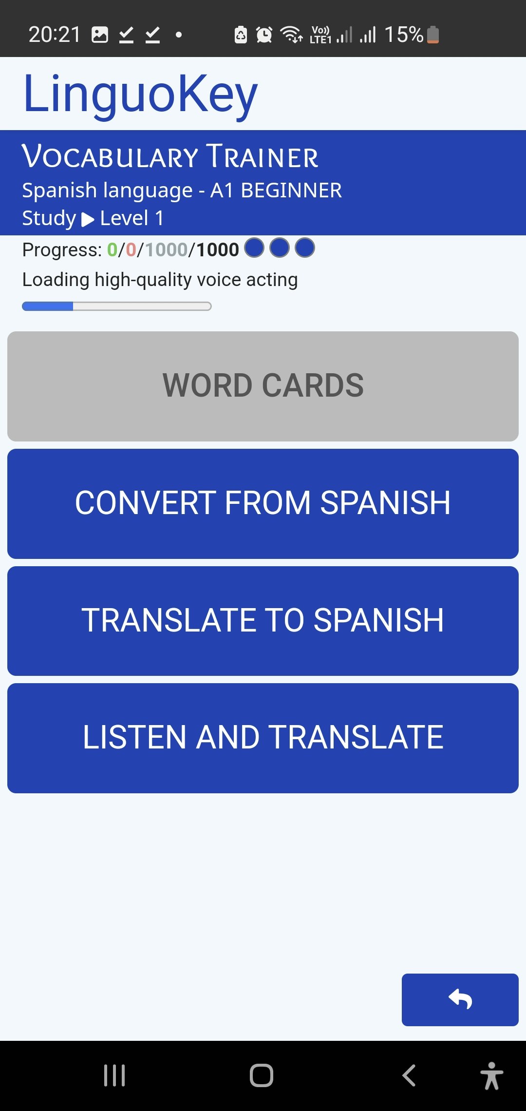 Lingüístico - Entrenador de vocabulario de idiomas extranjeros. media 10