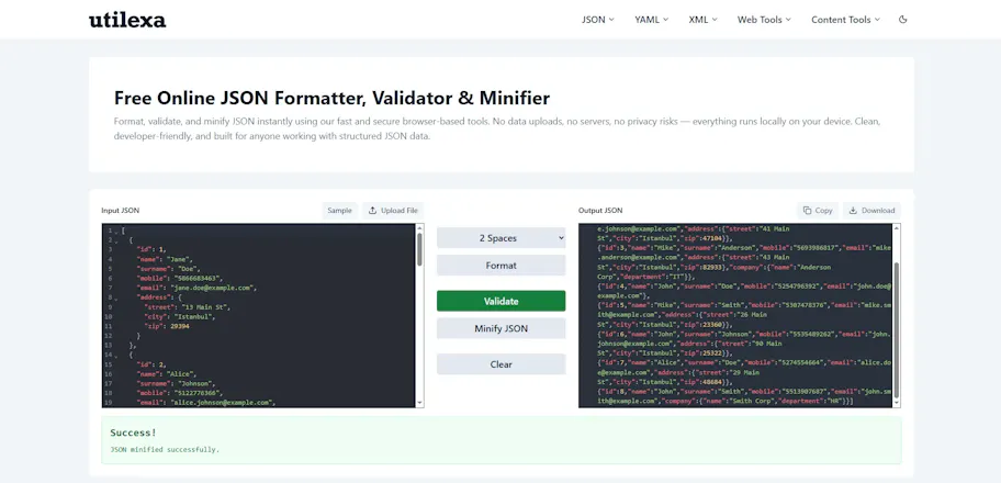 Free Online JSON Formatter & Validator gallery image