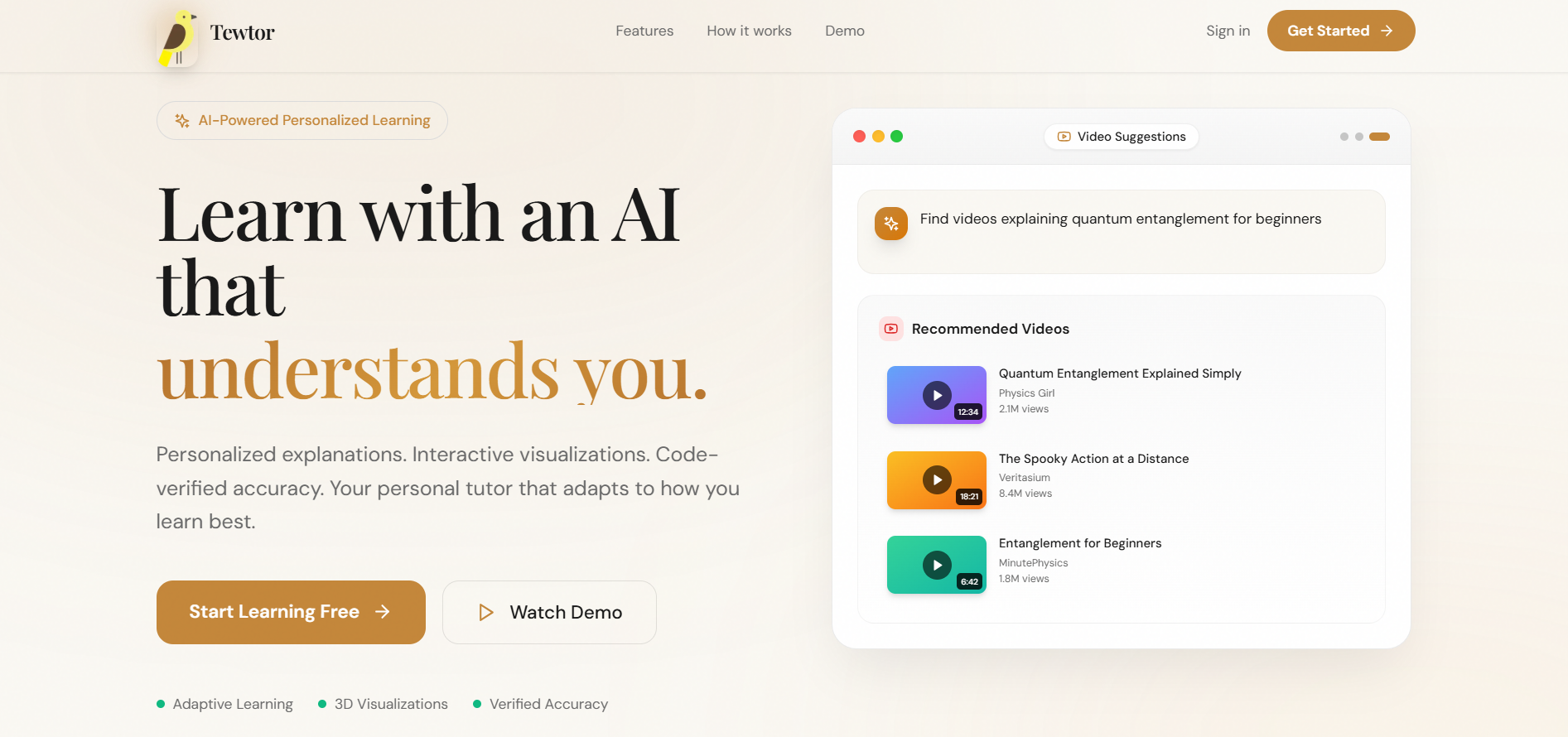 Tewtor.ai - Main product screenshot demonstrating key features and user interface