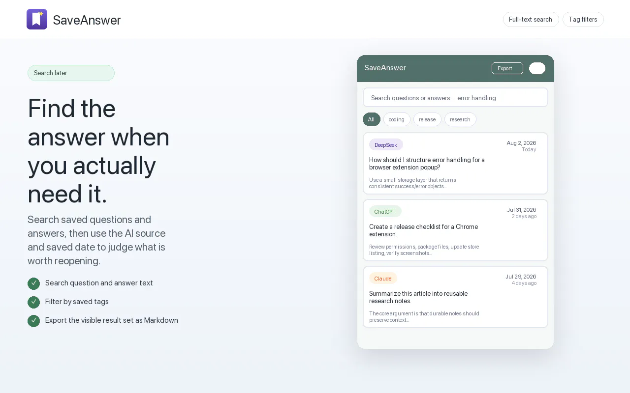 SaveAnswer gallery image