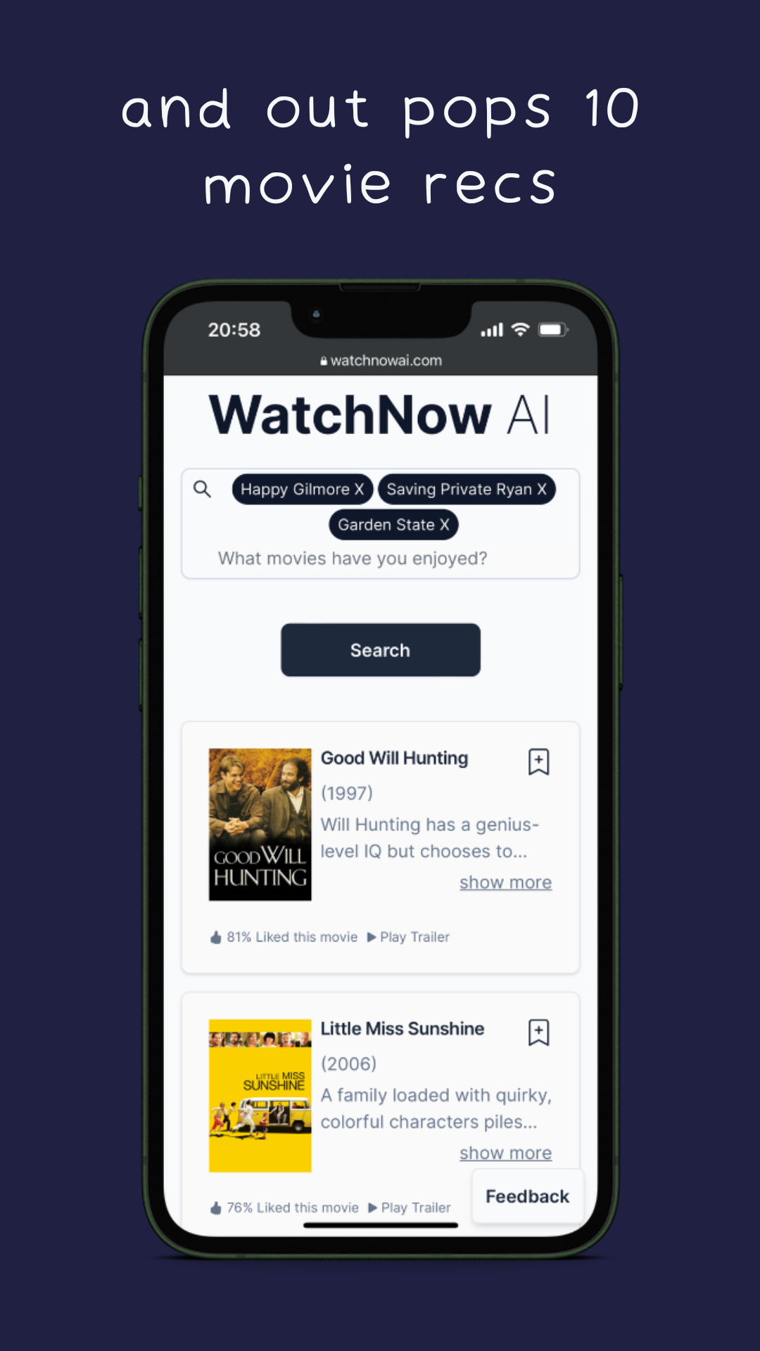 WatchNow AI 2.0 - AI가 다음 영화를 몇 초 만에 찾으십시오 미디어 4