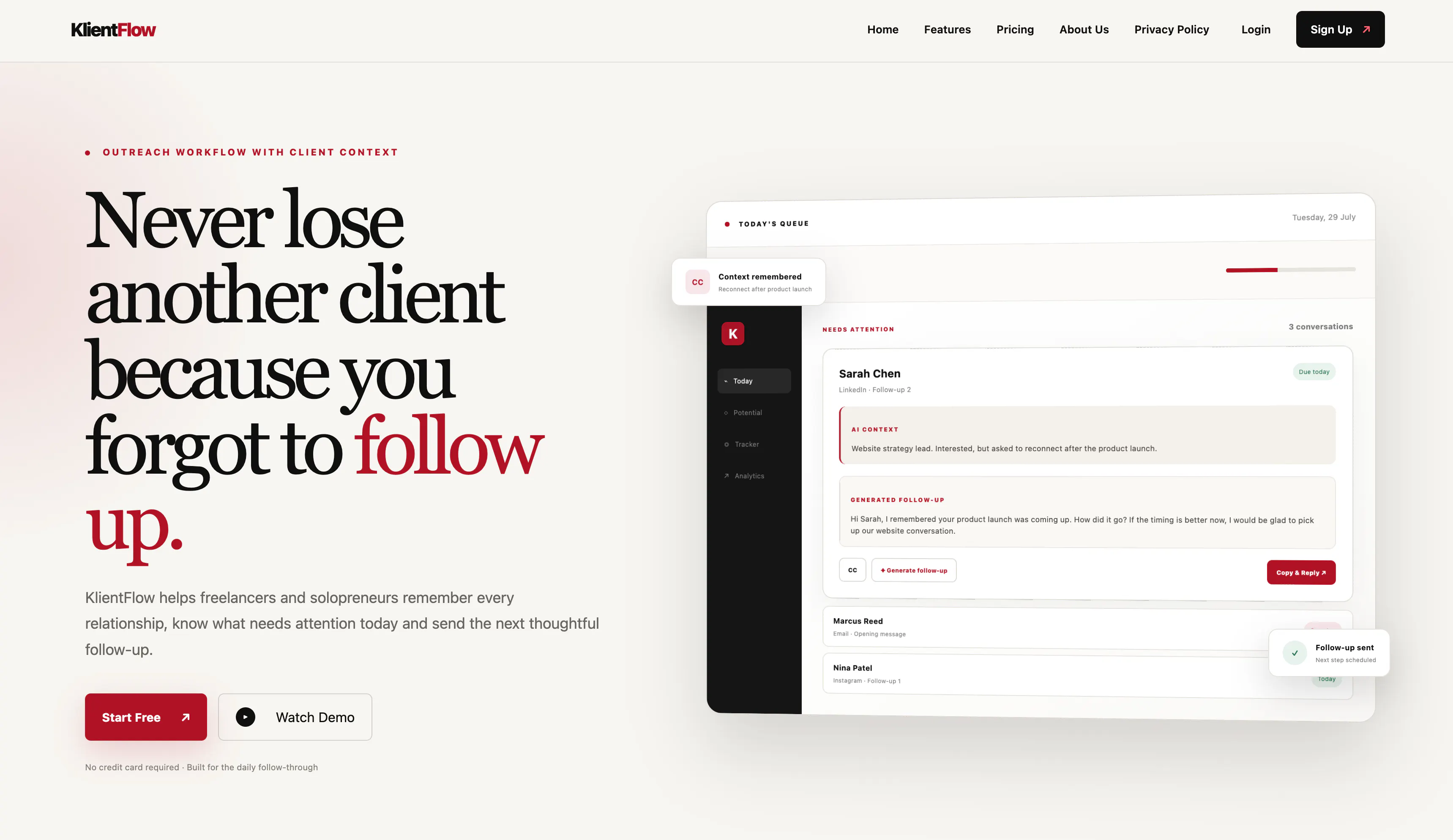 KlientFlow — Never forget client context gallery image