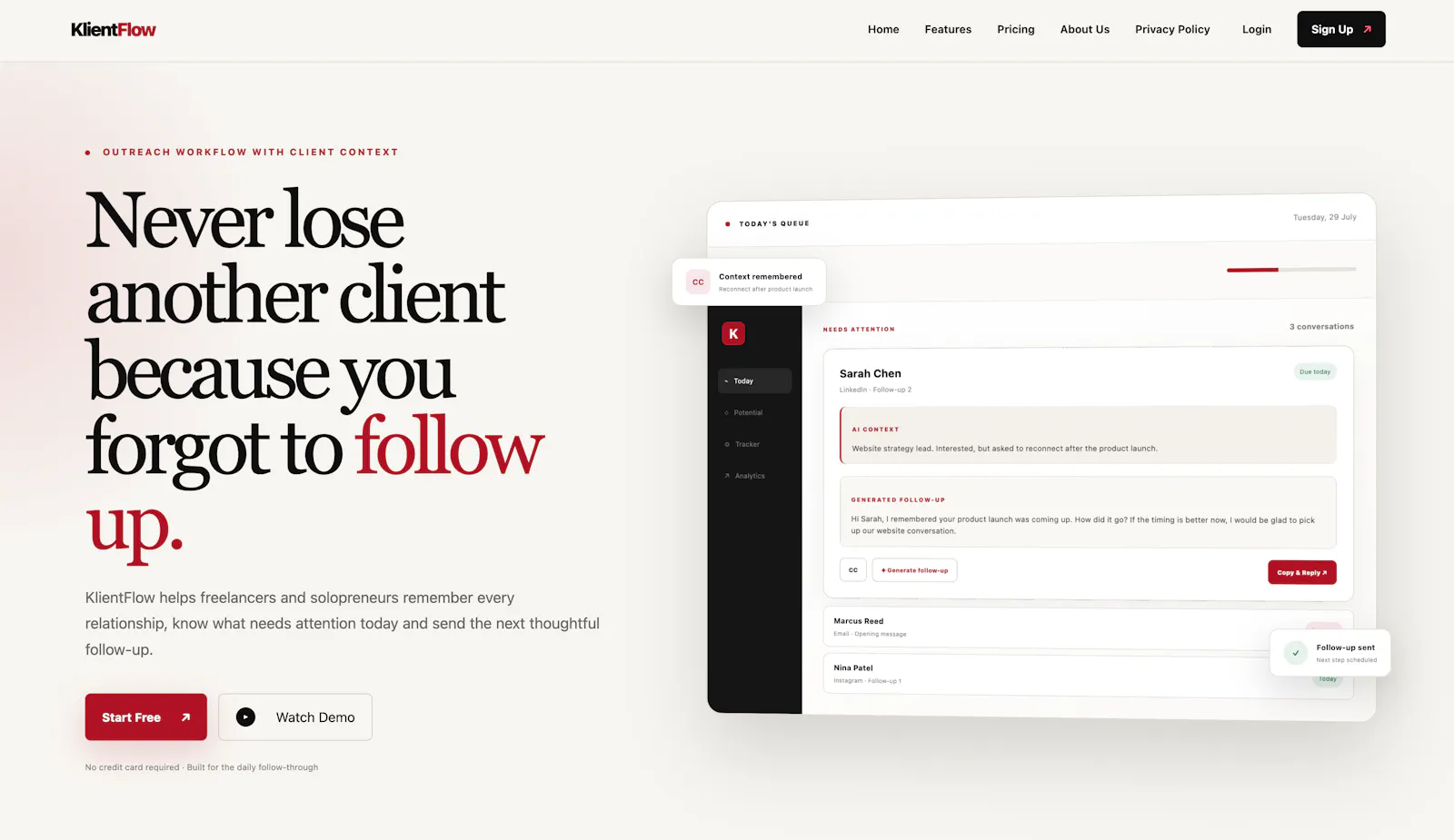 KlientFlow — Never forget client context screenshot 2