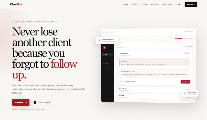 KlientFlow — Never forget client context screenshot 2