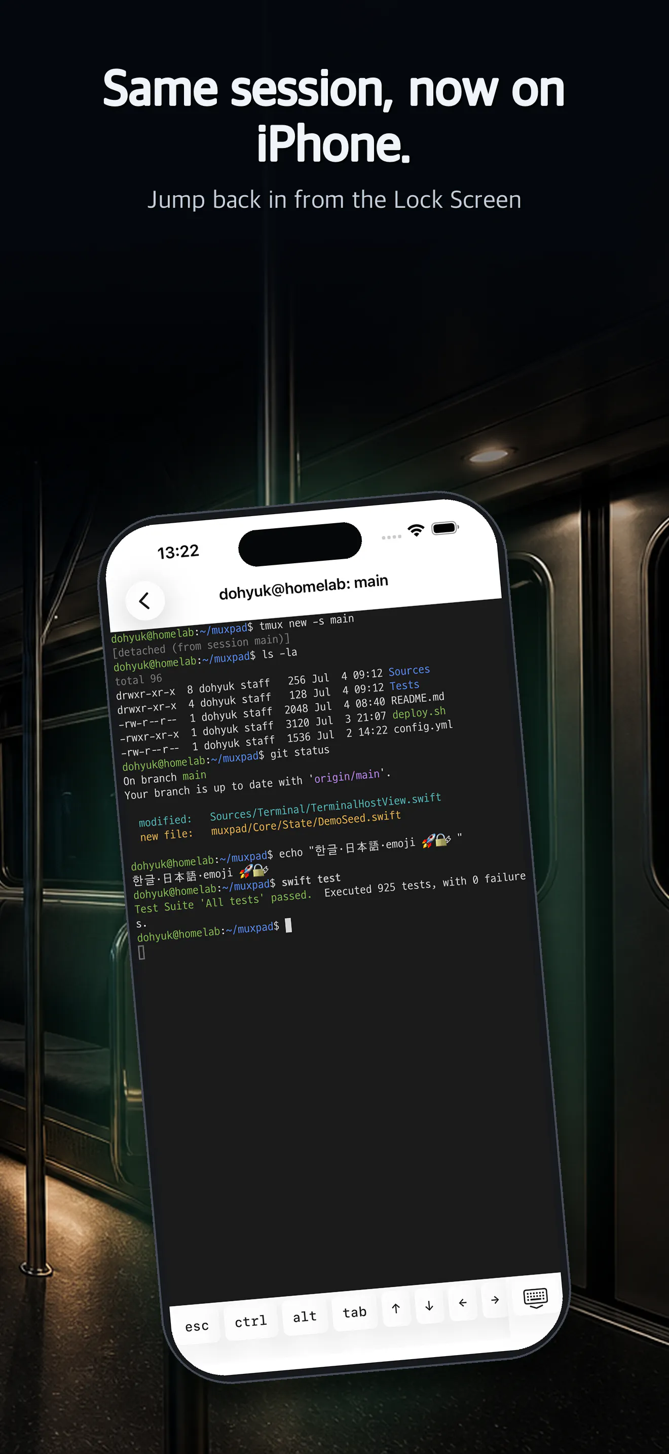MuxPad — Native tmux terminal for Apple gallery image