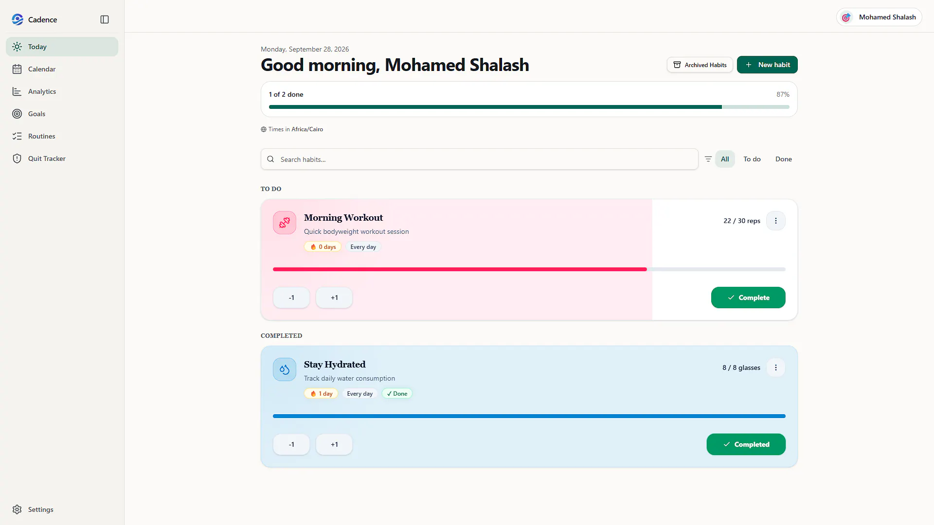 Cadence Habit Tracker gallery image