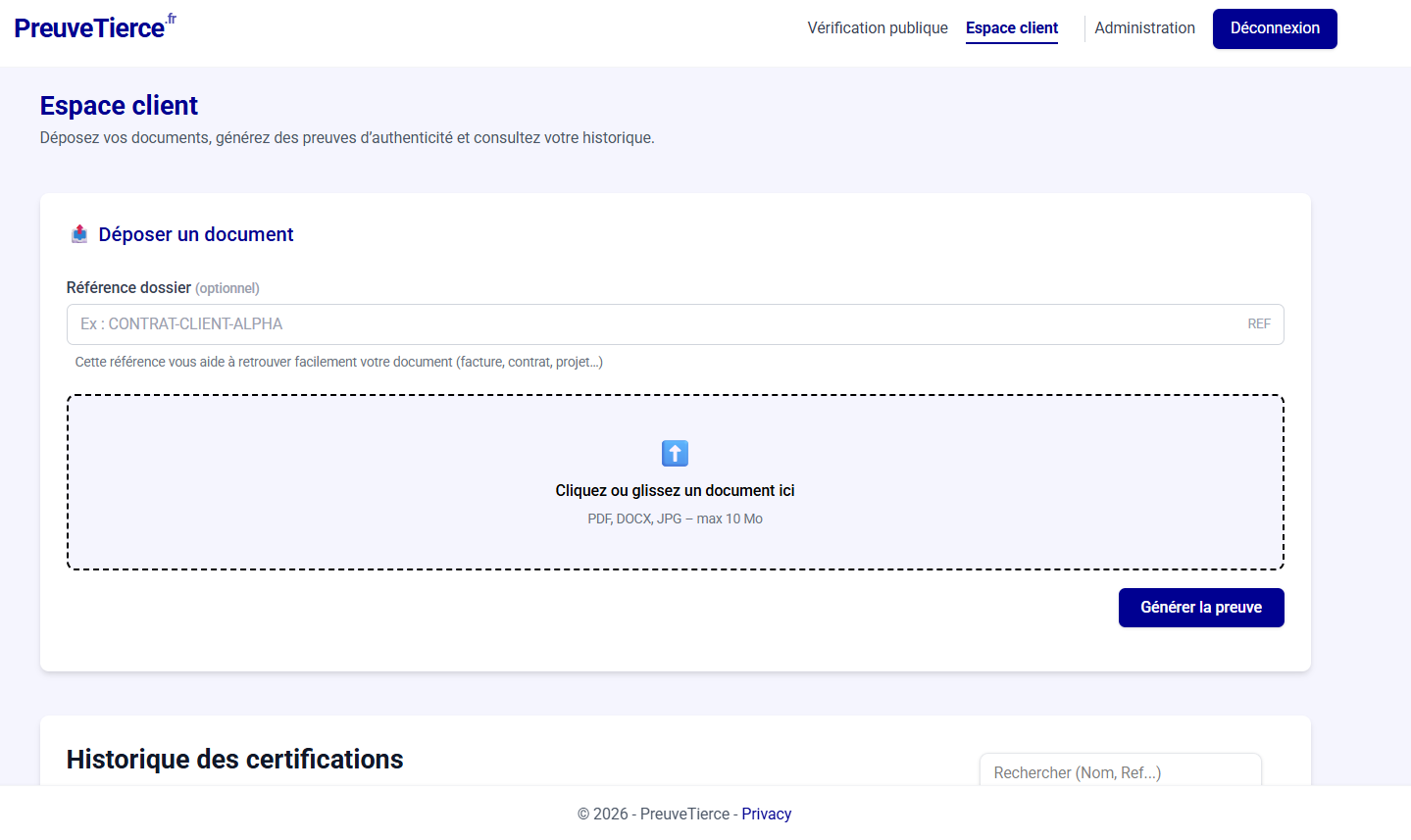 PreuveTierce - Screenshot 2 showing product features and functionality