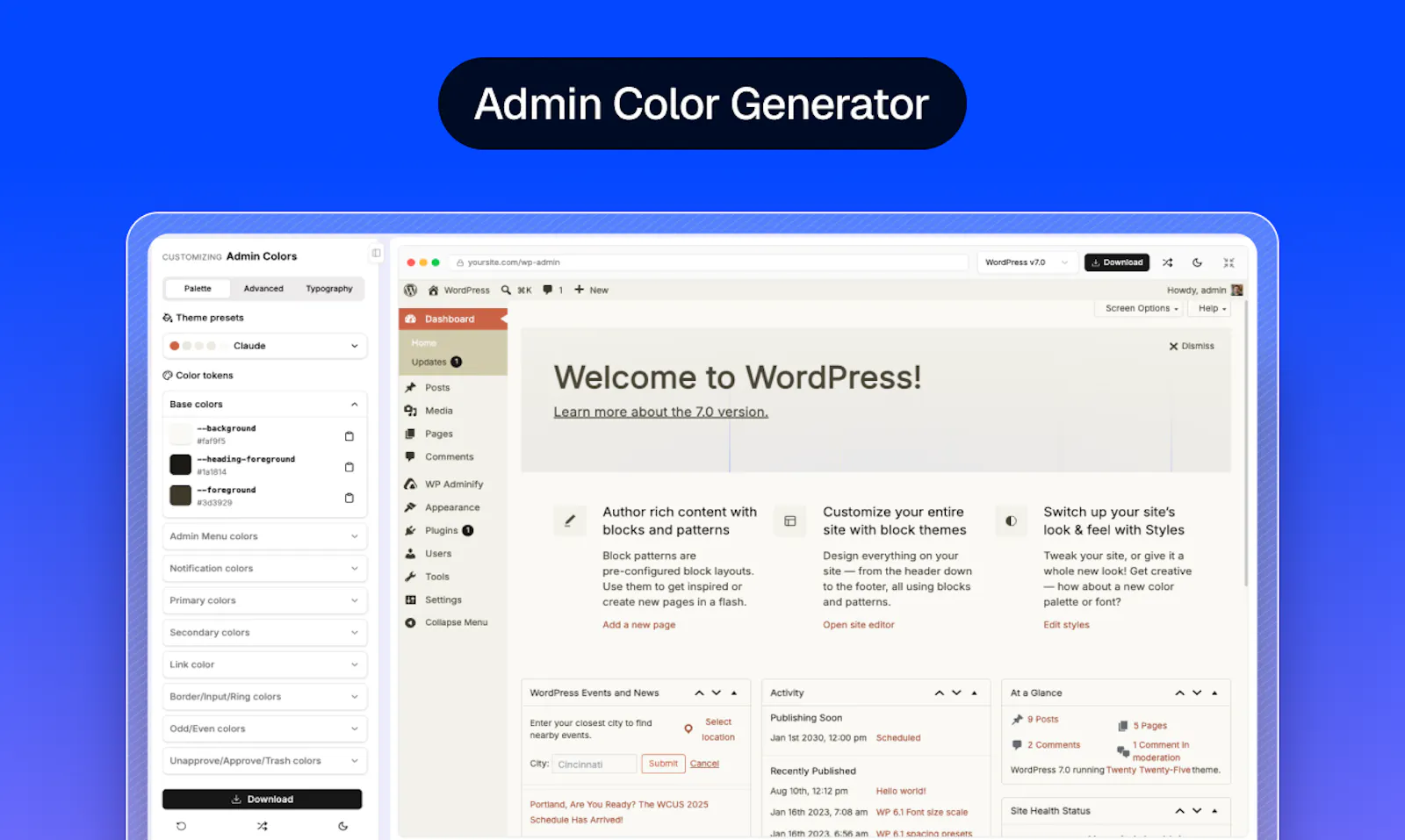 WordPress Admin Color Scheme Generator screenshot 2