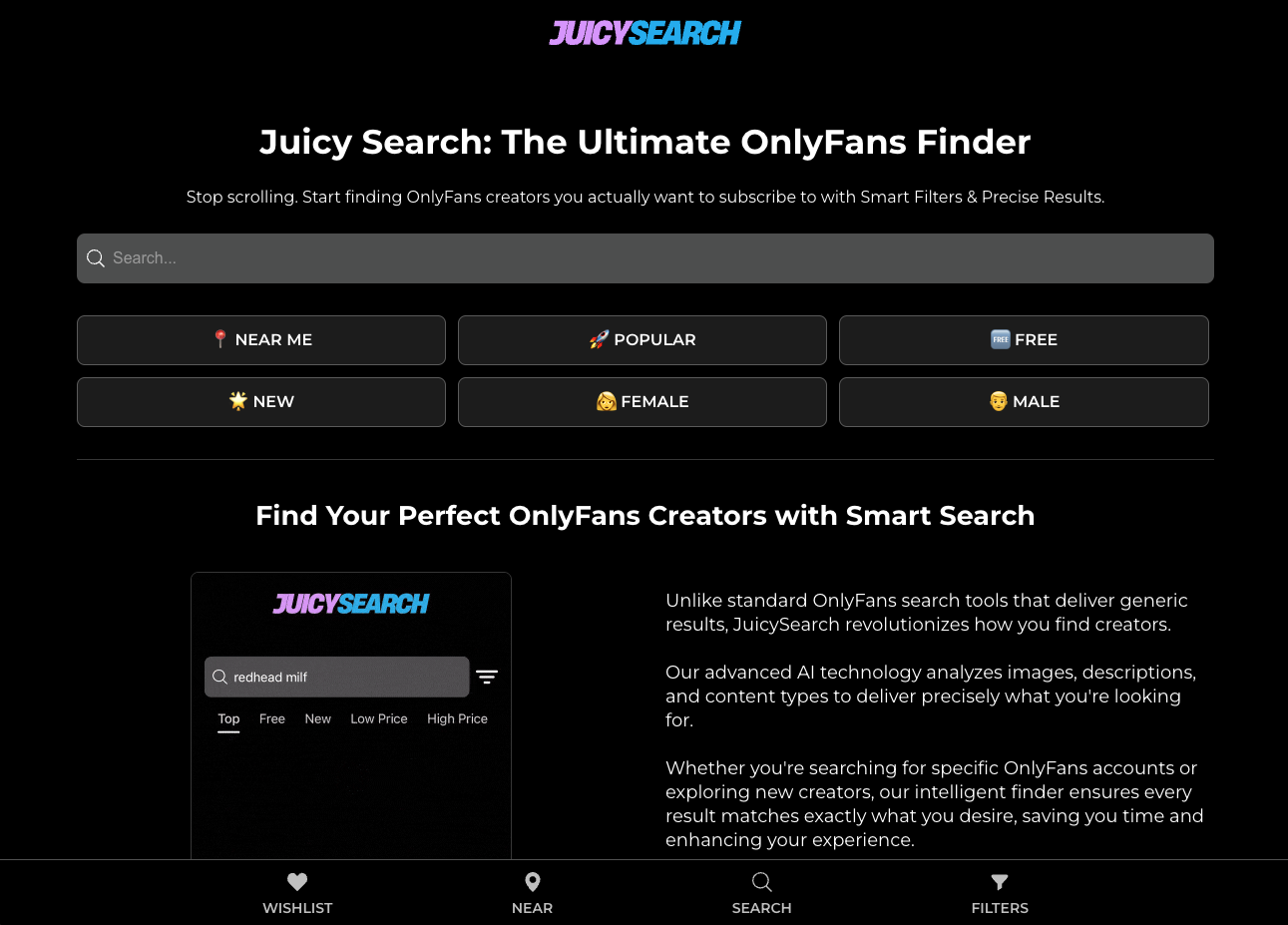 JuicySearch- 고급 전용 팬 파인더 - 고급 필터링, 자연 검색, 스 와이프 모드, 위시리스트. 미디어 2