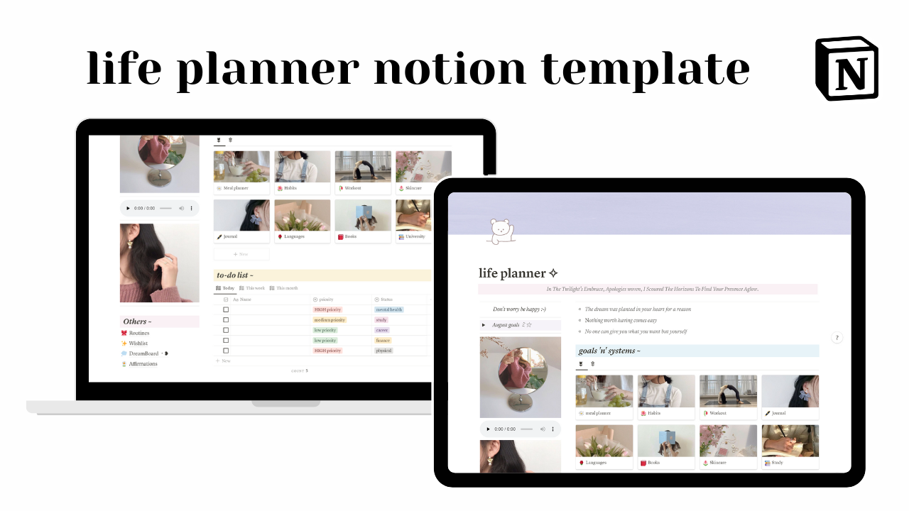 올인원 라이프 플래너 - 조직 및 생산성을위한 Life Planner 대시 보드 미디어 1