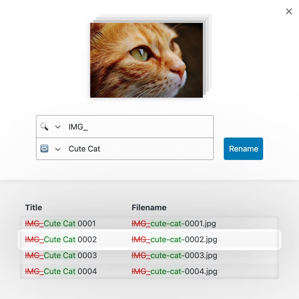 neoRename - WP plugin to rename images gallery image