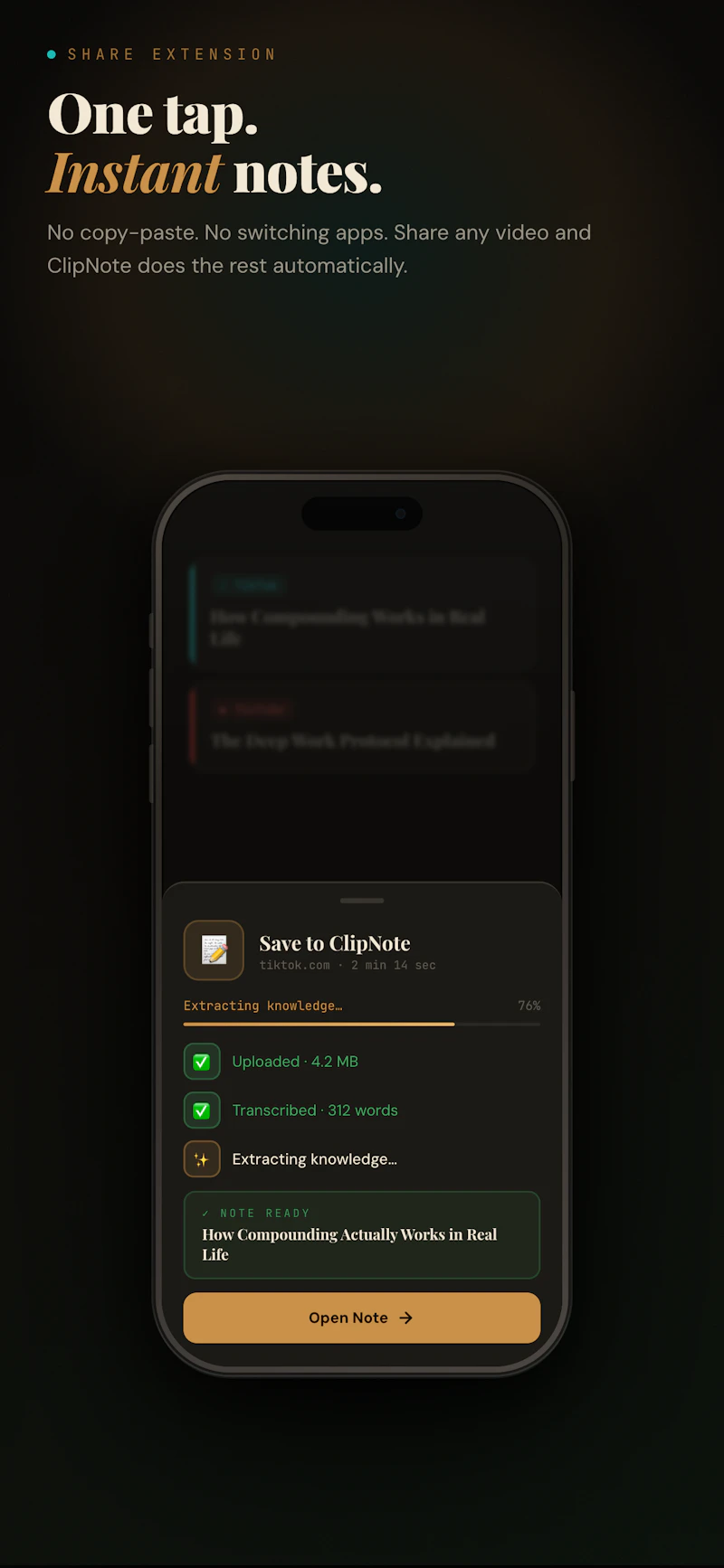 ClipNote — Turn shared videos into notes screenshot 1