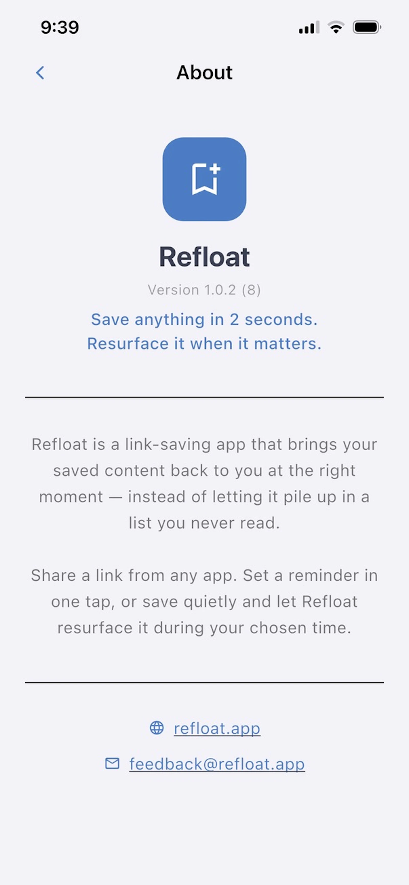 Refloat. Never miss links screenshot 2