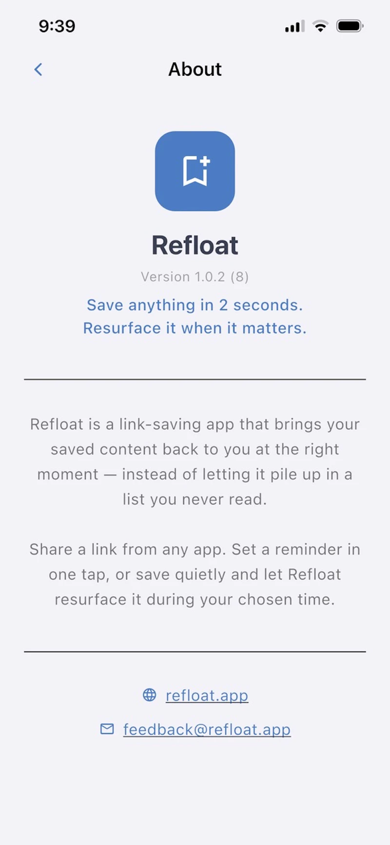 Refloat. Never miss links screenshot 2
