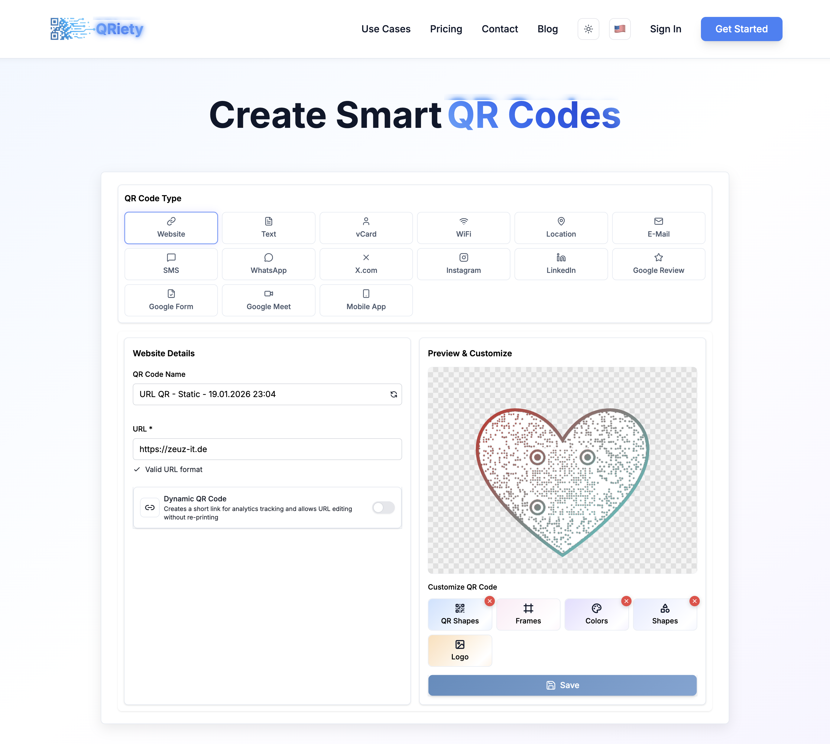 QRiety - Main product screenshot demonstrating key features and user interface