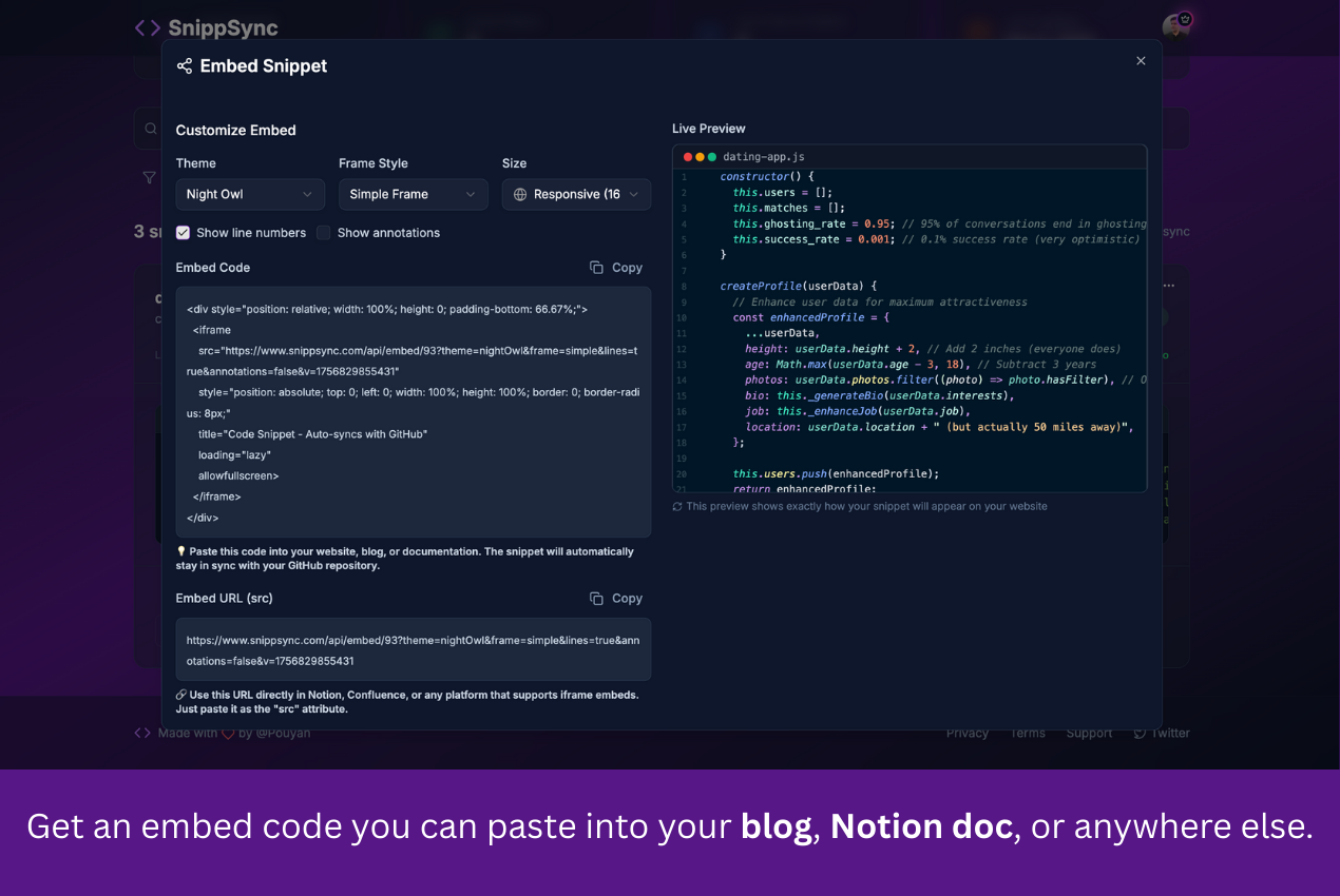 Snippsync - Mantieni i frammenti di codice senza sforzo in sintonia con GitHub media 5