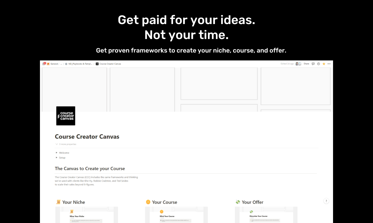 Média Toile de créateur de cours - 12 frameworks de notion pour concevoir votre niche, cours et offre 2