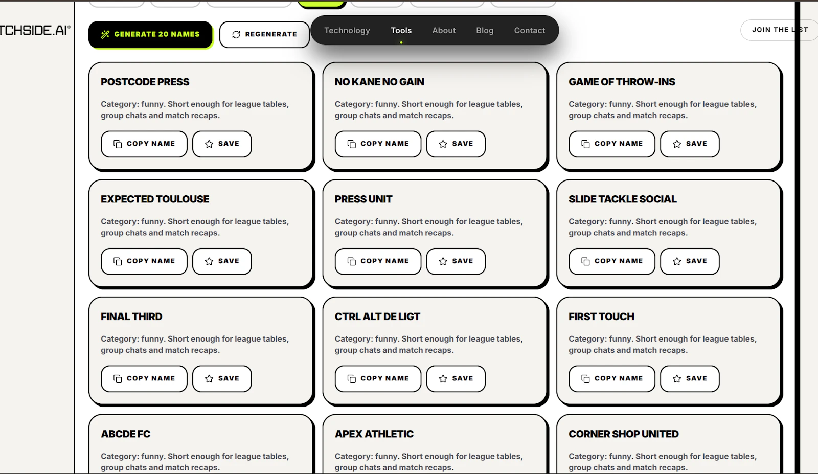 Funny Clever Football TeamName Generator screenshot 2