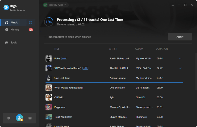 Kigo Spotify Converter - Screenshot 5 showing product features and functionality