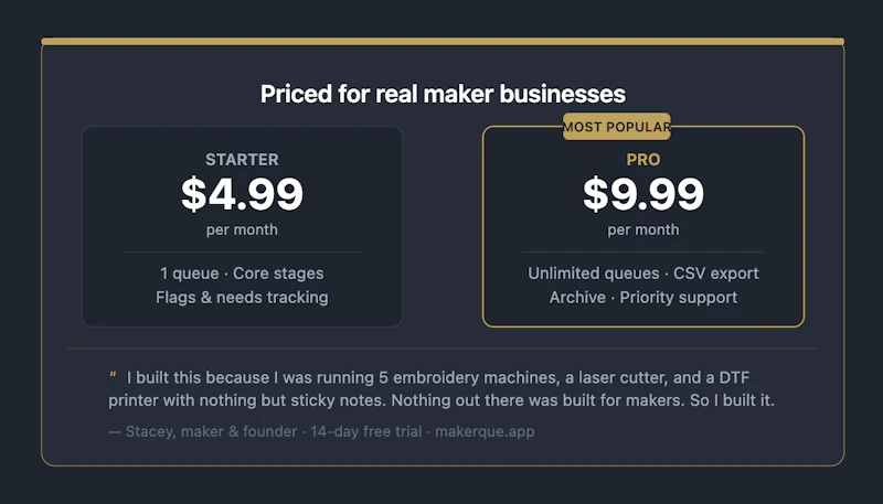 MakerQue screenshot 3