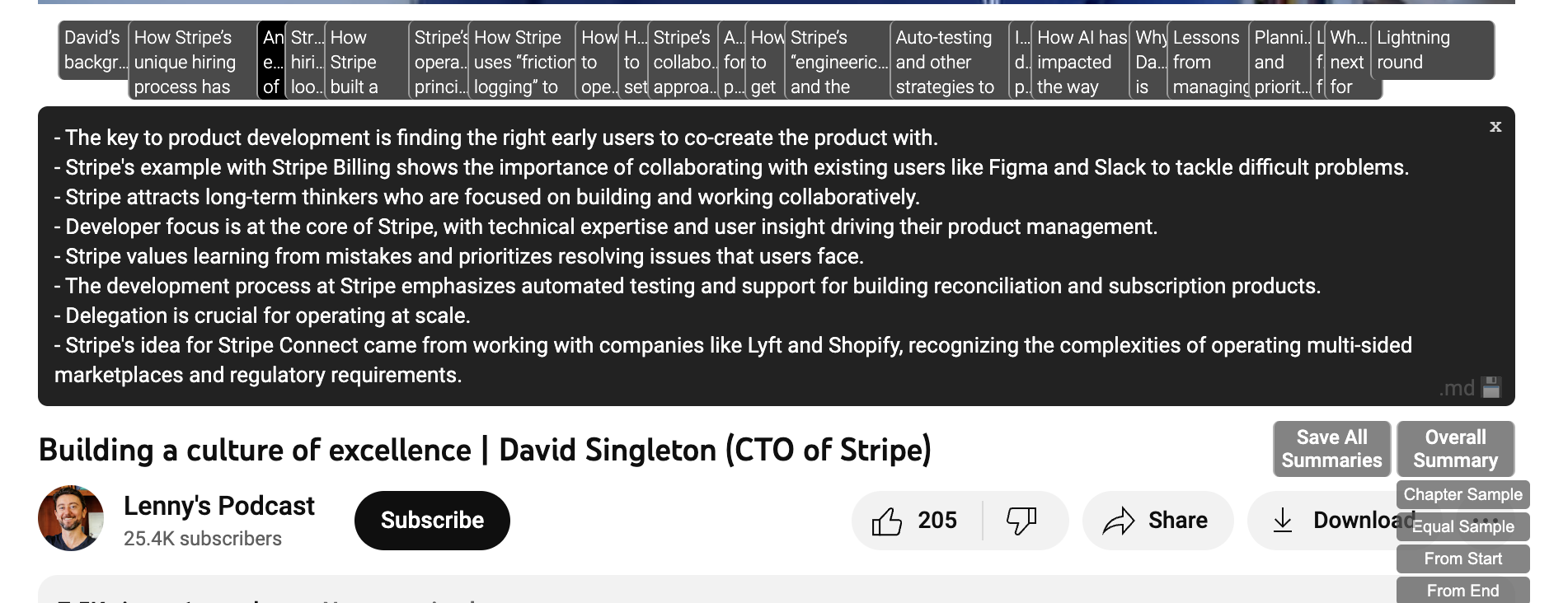 Youtube Chapter Summary Chrome Extension gallery image