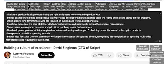 Youtube Chapter Summary Chrome Extension gallery image
