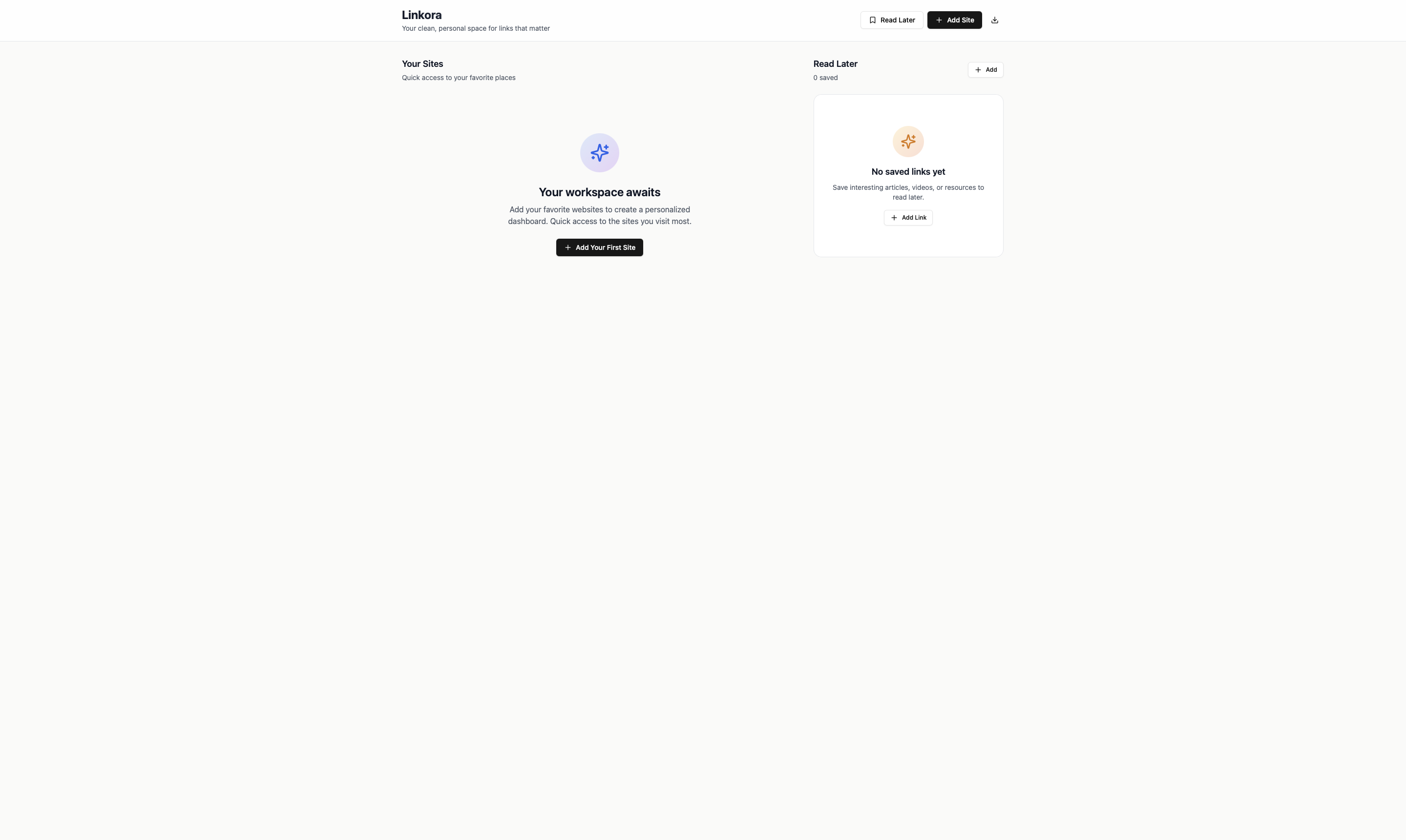 Linkora - Main screenshot showing features and interface